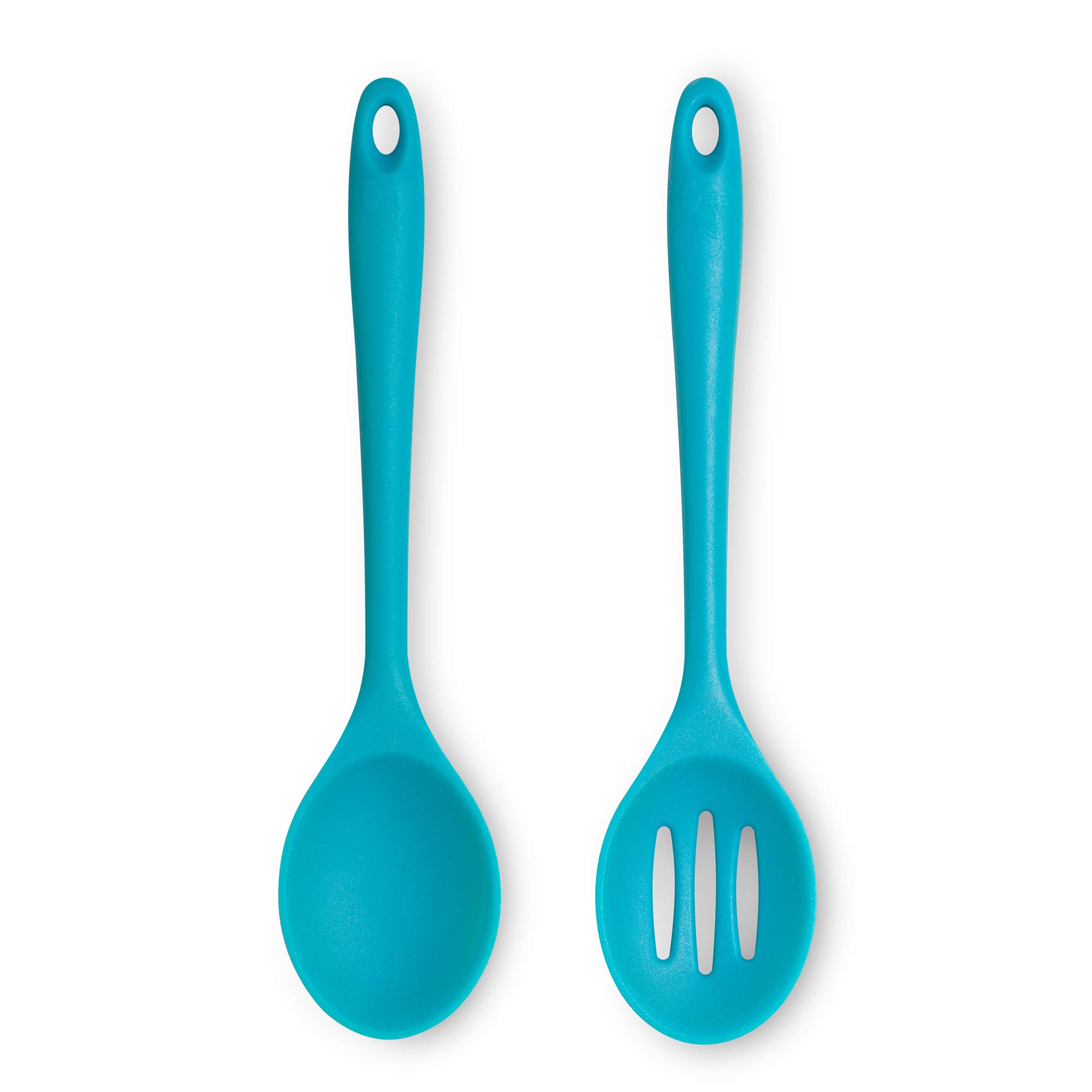 Zeal JSET6A Non-Stick Silicone Slotted Spoon & Cooks Spoon 2-Piece Set-Aqua,Blue