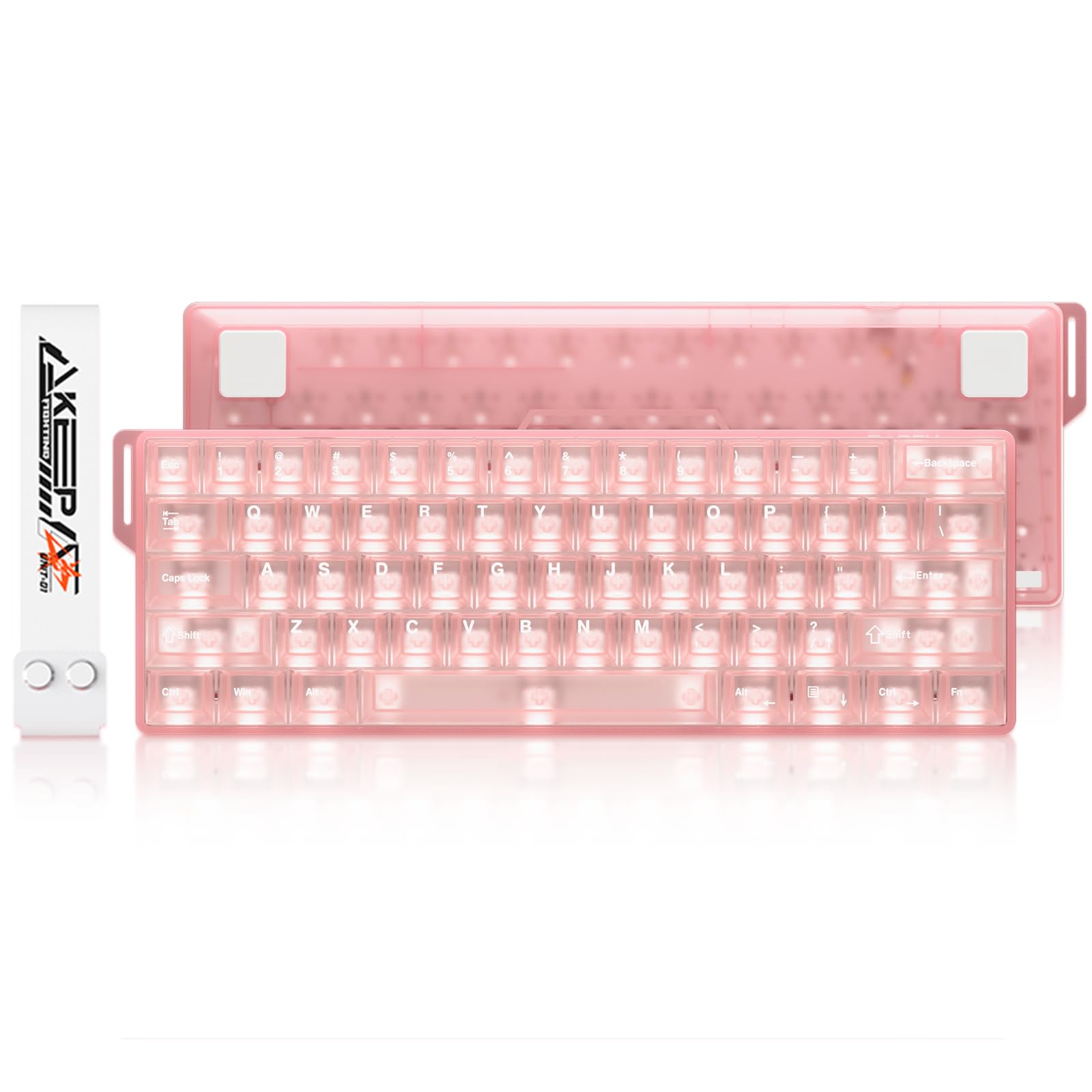 DAREU COOL60 Wired Halbtransparent Beleuchtete Tastaturen, 8K Hz Rapid Trigger Magnetic Gaming Tastatur, 15 RGB Modes, 0.01mm RT-Genauigkeit, Einstellbare Betätigung, 60% Tastatur für PC/Mac(Rosa)