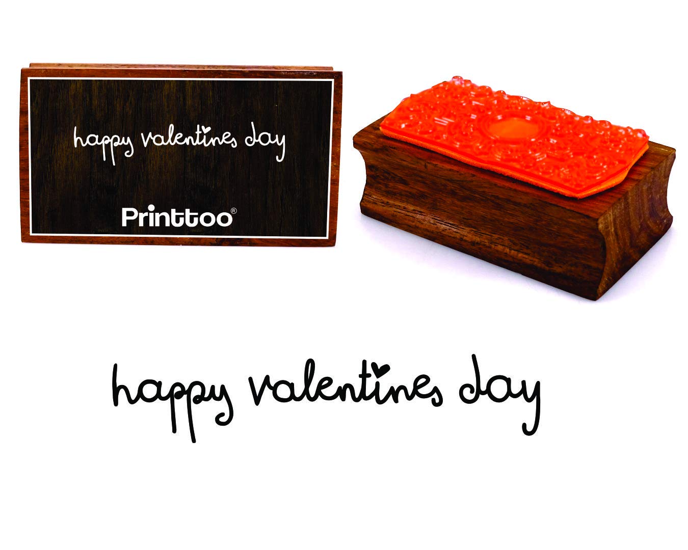 Printtoo Happy Valentines Day Rectangular Wooden Rubber Stamp Block Scrap-Booking