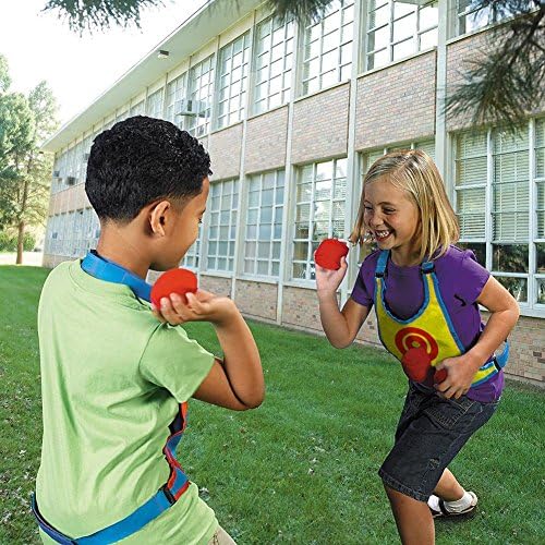 OUTFANDIA 2 Pack Kids Dodgeball Tag Velcro Vest Set Outdoor Throwing Target Game with 1 Sticky Target Vest & 3 Handballs