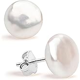 Secret & You Women Pearl Earrings Freshwater Cultured Pearls | Coin Pearls | 925 Sterling Silver mounts | Available in 11-12 mm, 12-13 mm and 13-14 mm