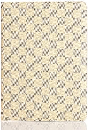 AirChichi Case for iPad Air 2 / iPad 6, Classic Check Pattern Leather Magnetic Flip Folio Stand Auto Sleep/Wake Feature Light-weight Protective COVER Case (Damier White)