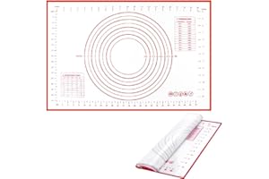 Non Slip Silicone Baking Mat Extra Thick Pastry Mat with Measurements for Sourdough, Bread, Pizza, Dough Rolling & Kneading, 