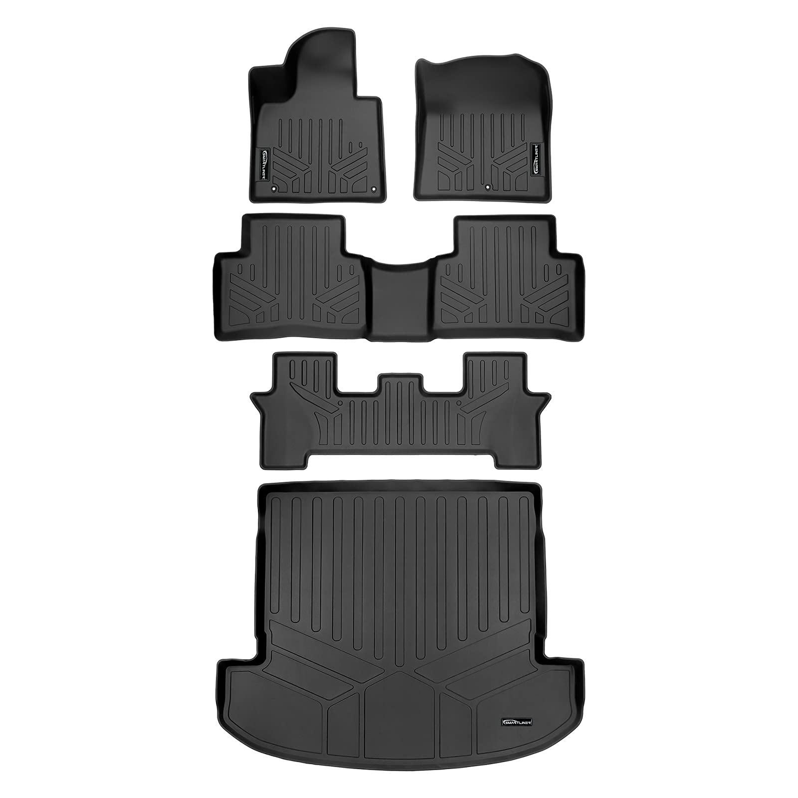 SMARTLINER Custom Fit 3 Row Floor Mats & Cargo Liner Behind 2nd Row Set for 2021-2025 Kia Sorento Image