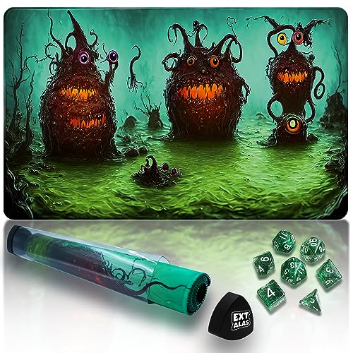 Extalas MTG Playmat TCG Playmat -Includes Storage Tube and 7 Dice-Experience Top-Tier Quality and Edge-Locking Waterproof and Non-Slip Mat! (playmat Without Zones, 10-2)