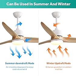 CACI Mall 56 inch Wood Ceiling Fan Indoor with