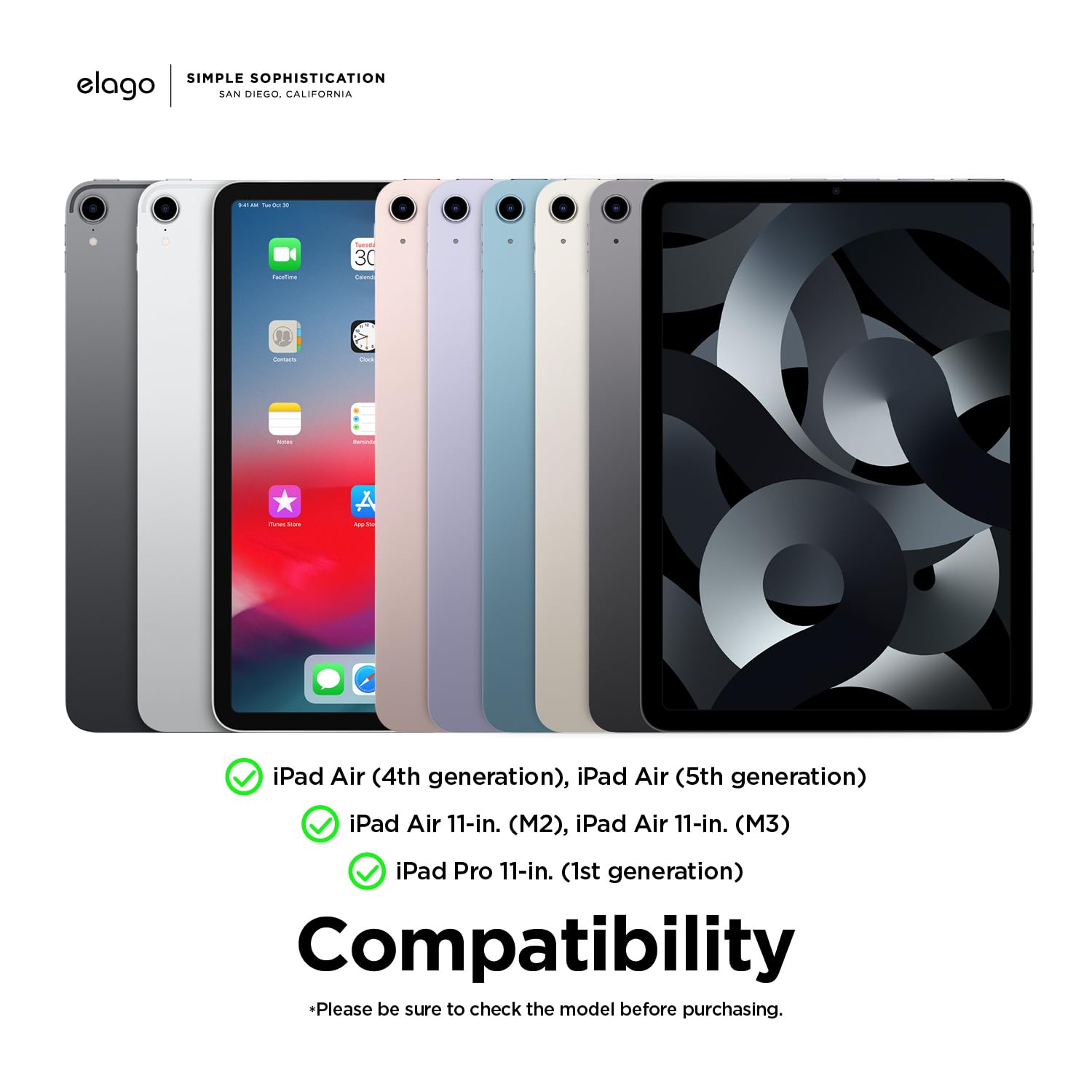 elago Case for iPad Air 11(M3, M2), 5th, 4th / Pro 11(1st) - iPad Case with Magnetic Attachment to Metal, Compatible with Apple Pencil and elago’s Pencil case (Blue)