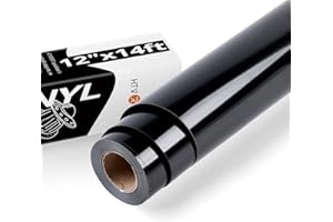 HTVRONT Black Permanent Vinyl - 12" x14FT Glossy Black Vinyl for Cricut, Adhesive Vinyl Roll for Cricut, Silhouette Cameo & O