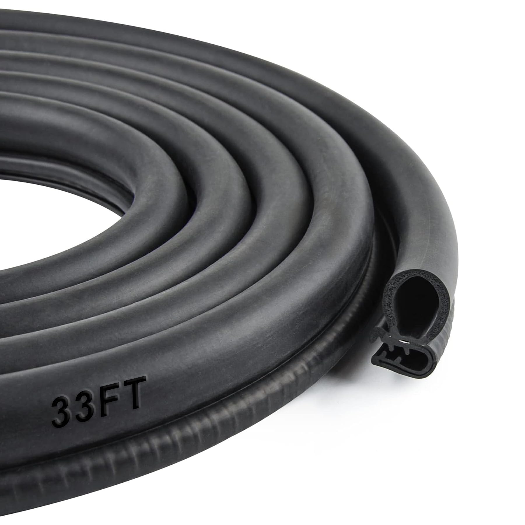 Photo 1 of Car Door Rubber Seal Strip with Side Bulb, 33 Feet PVC Bulb Trim with EPDM Automotive Rubber Weather Stripping for Cars, Boats, Trucks, RVs, and Home Applications