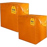 Kiolnoy 2 Pack 55-Gallon Heavy Duty Moving Bags, Large Storage Totes with Zipper, Alternative to Moving Boxes for Storage, Seasonal Clothes, Student Moving, College Dorm (Orange)