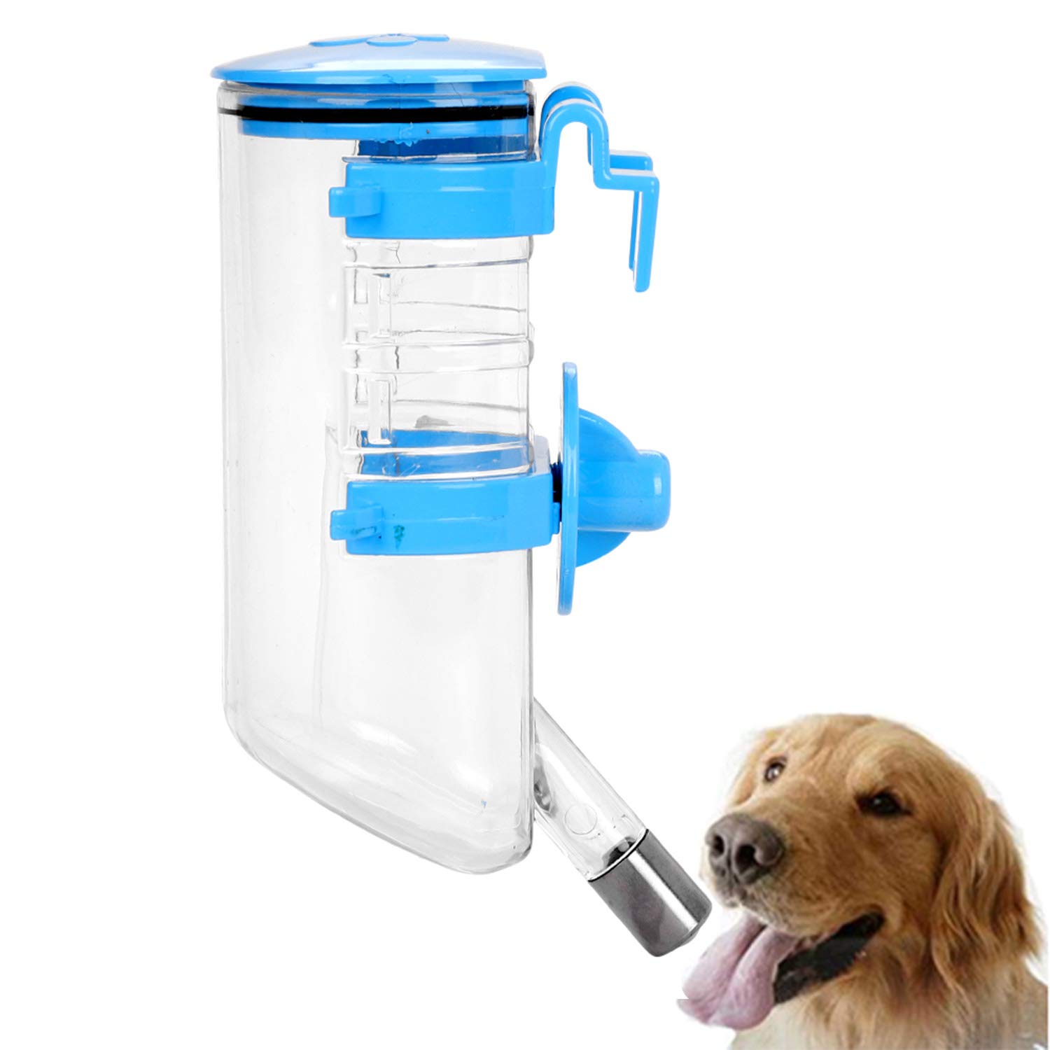 Dog Crate Water Bottle Portable Pet Water Dispenser Cat Cage Drinker Kettle Hanging Puppy Kennel Crate Automatic Drinking Fountain for Small Medium Large Dog Cat Rabbit 350ml