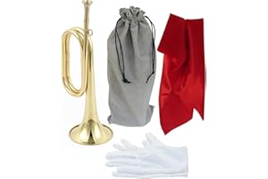 Blowing Bugle, Scout Bugle, Signal Musical Instrument, Solid Copper and Brass Bugle Trumpet for Orchestra, Style C