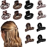 12Pcs Small Hair Clips for Women, Small Claw Clips for Thin Thick Hair, No-Slip Grip Leopard Print Jaw Clip Mini Claw Clips Tiny Hair Accessories for Women Girls Tortoise & Black (Style C)