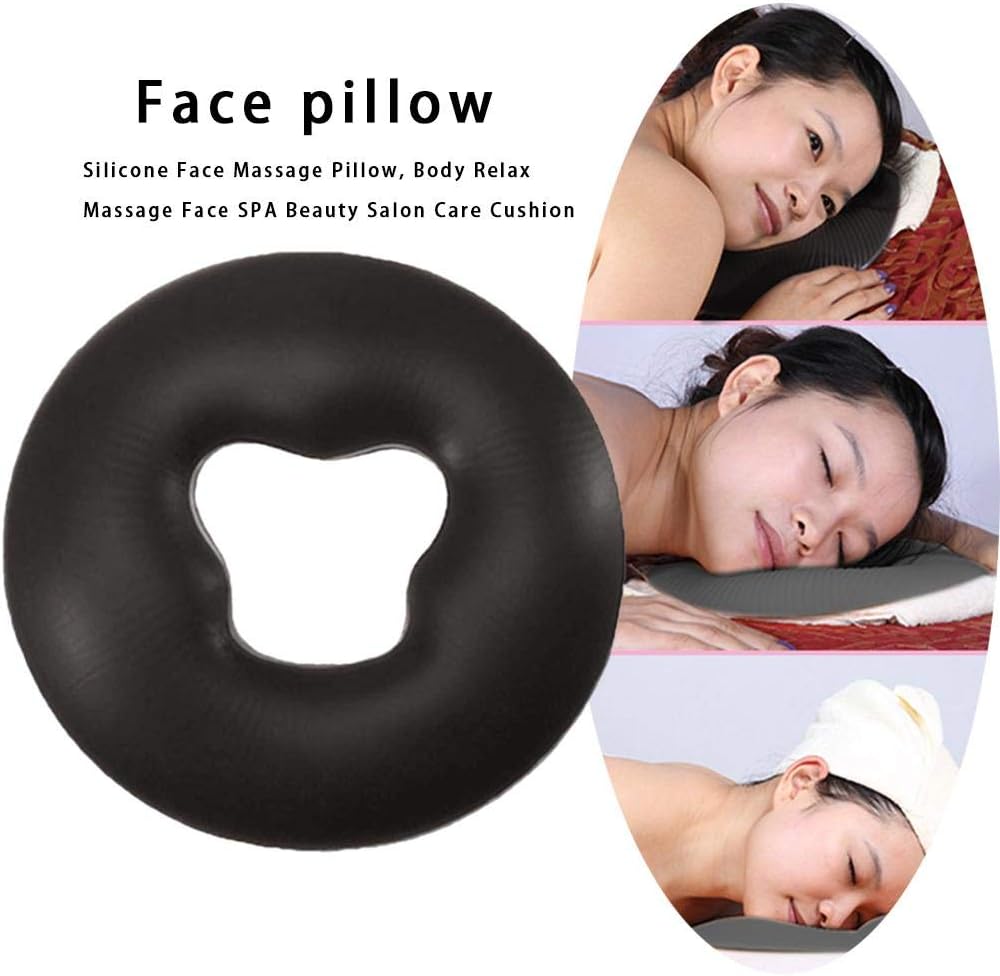 Silicone Face Massage Pillow, SPA Beauty Salon Care Cushion Soft Facial Relax Head Cradle Cushion for Skin Care Relax, Black