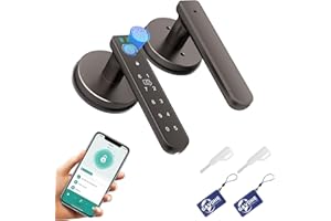 Gavdhe Fingerprint Door Lock Smart Fingerprint Door Knob with Keyless Entry Biometric Door Lock with Keypad App Control Easy Installation for Home Bedroom Office(Starry Grey)