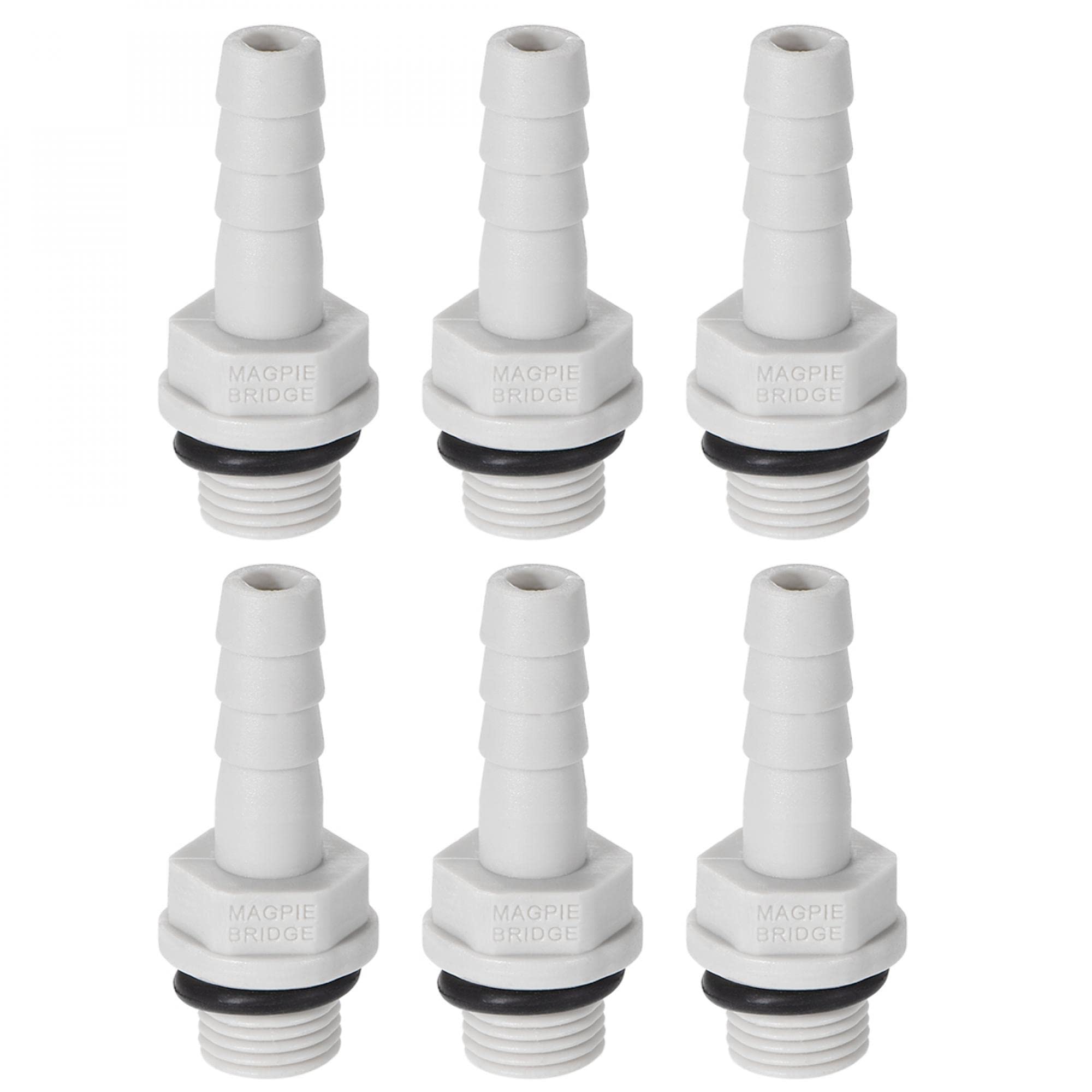 sourcing map PVC Barb Hose Fitting Connector Adapter 6mm or 15/64" Barbed x 1/8" G Male Pipe 6pcs