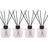 100ML Reed Diffuser Sets,3.4 OZ Empty Matte Round Glass Bottle with Black Sticks,Fragrance Replacement Container for Home 4PCS (Matte Clear)