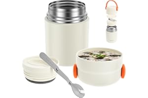 27oz Insulated Food Jar with Folding Spoon, 316 Stainless Steel Vacuum Insulated Food Jar Wide Mouth Lunch Container With Han