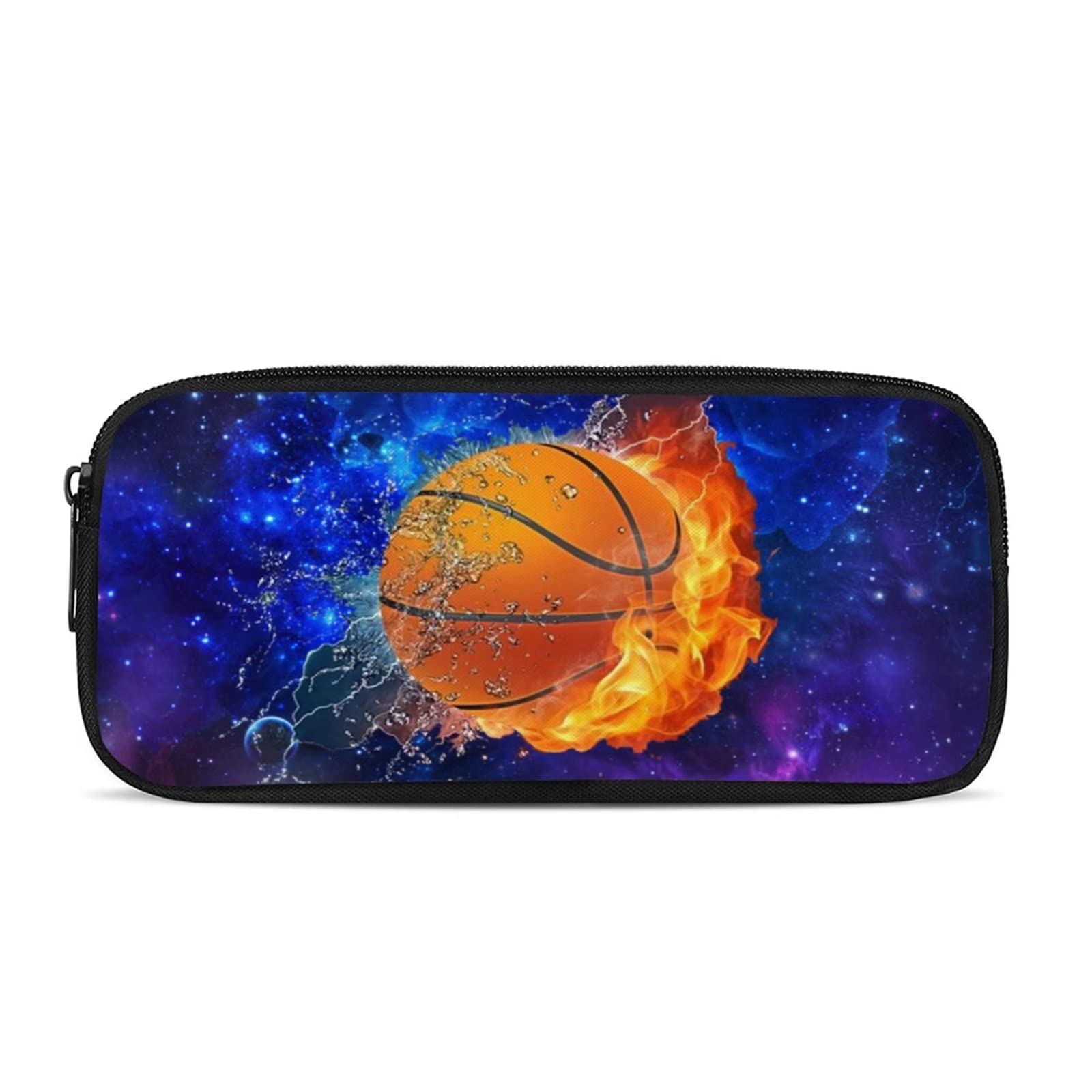 HELLHERO Galaxy Basketball Pencil Bag Pen Case Holder for Kids Girls Boys Marker Cases Multifunction Stationery Pouch Zipper Cosmetic Bags School Office