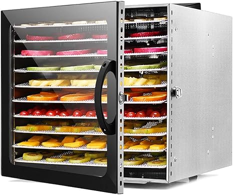 Amazon Co Jp 食品乾燥機 フードディハイドレーター30 90 C温度設定 食品グレードステンレス鋼乾燥 ドライフルーツ 野菜 果物 キノコ 花 熱風循環10 層 ホーム キッチン
