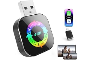 2026 Upgraded Wireless Carplay Adapter, 4 in 1 Screen Mirroring Support AirPlay/Mirror Link for Apple CarPlay & Android Auto,