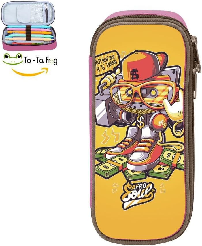 bagshome Big Capacity Canvas Pen Bag Portable for Bairn,Print Hiphop,Pink