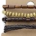 Mix of 4 Brown Wrap Bracelets for Men and Women, Multi-strand Wood Beads Leather Wristbands