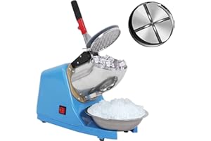 Carivia 110V Electric Ice Shaver Crusher,Portable Stainless Steel 4 Blades Ice Shaved Machine,300W 2200RPM Snow Cone Maker Sh
