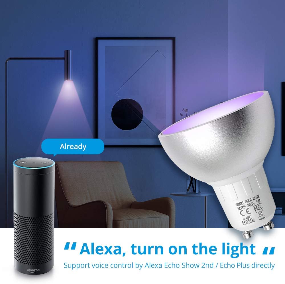 BENEXMART Zigbee GU10 Smart LED Bulb 5W RGBW Compatible with Tuya SmartThings App Alexa Echo Plus Google Home Voice Control (6 Pack) - Image 5