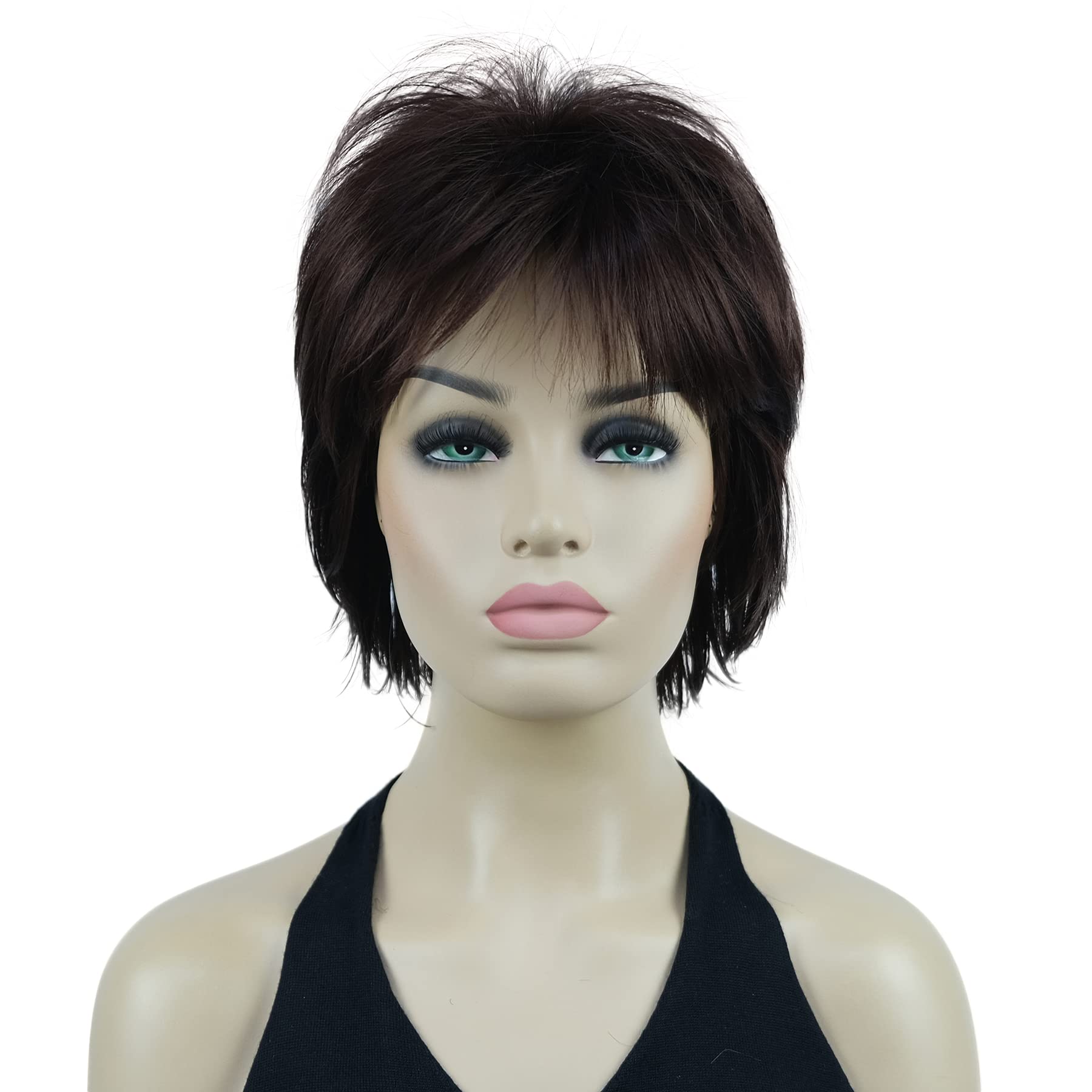 Lydell Short Layered Shaggy Wavy Full Synthetic Wigs (33 Dark Auburn)