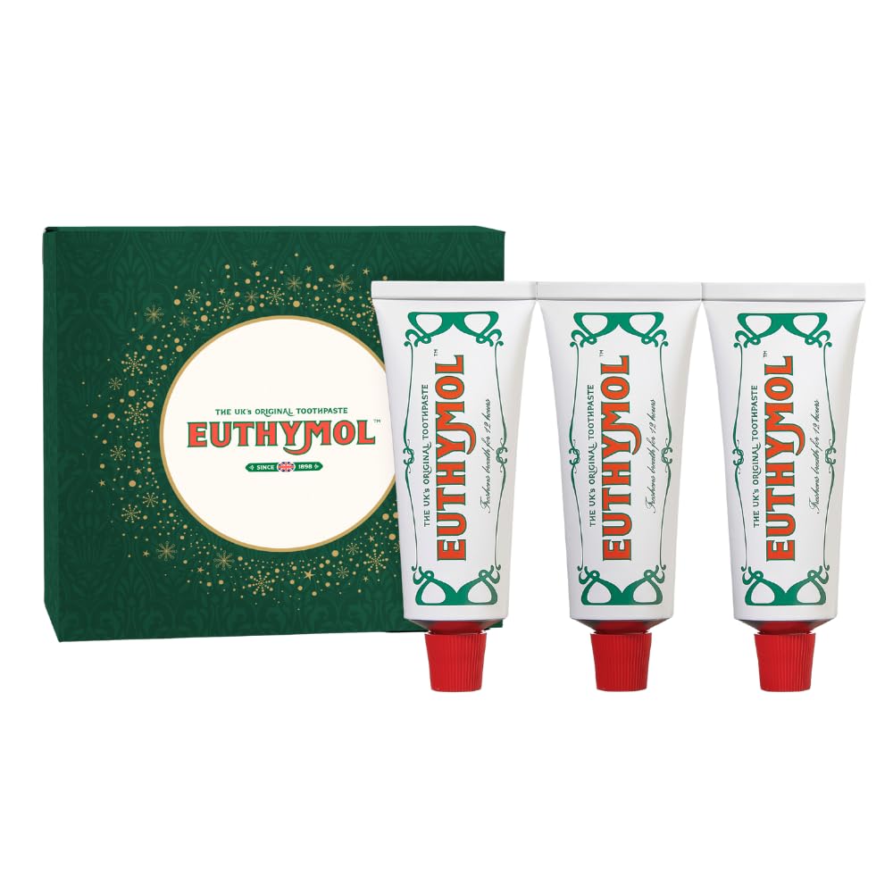 Euthymol Original Toothpaste Gift Box Set, Fluoride-Free Toothpaste for Plaque Removal, Antibacterial, Cavity & Gum Care, Healthy Enamel, Daily Oral Hygiene