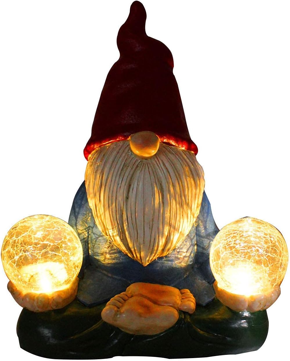 LED Gnomes Garden Decoration Meditation Powered Light Figurines 5.5 inch Naughty Sculpture Yard Outdoor Statue Lawn Outdoor Decor Resin