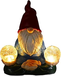LED Gnomes Garden Decoration Meditation Powered Light Figurines 5.5 inch Naughty Sculpture Yard Outdoor Statue Lawn Outdoor Decor Resin