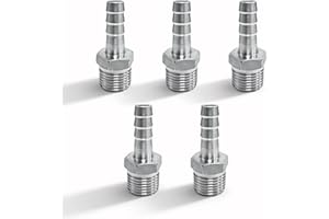 GOLUMINI Hose barb fittings,304 Stainless Steel 5/8" Hose Barb x 1/2" NPT Male Thread Air Hose Barb Adapter Connector,Garden Barbed Hose Repair Fitting for gas/water/oil.(5 Pcs)