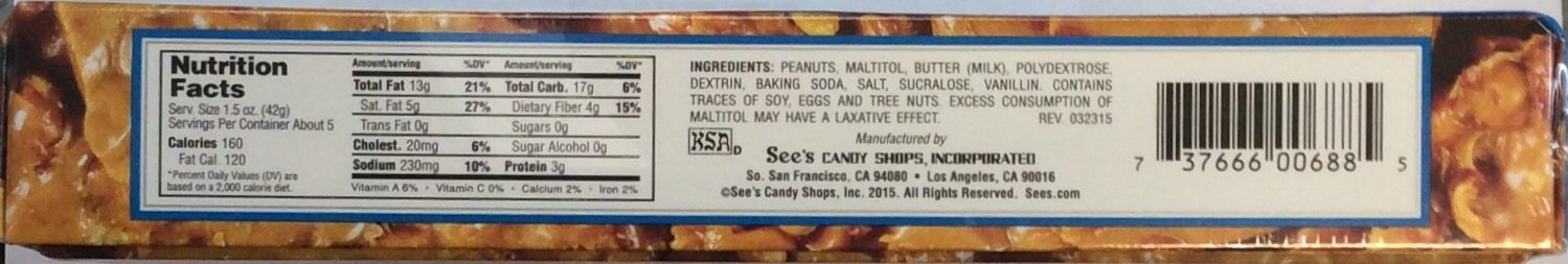 Amazon Com See S Candies Sugar Free Peanut Brittle 8 Oz Pack Of 2 Grocery Gourmet Food