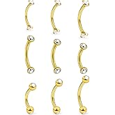 Hoeudjo Rook Piercing Jewelry Surgical Steel Eyebrow Piercing Jewelry 16g Surface Tragus Earrings Curved Barbell Daith Eyebrow Rings for Women Different Length 6/8/10mm