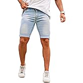 GINGTTO Men's Denim Shorts Slim Fit Stretch Short Jeans
