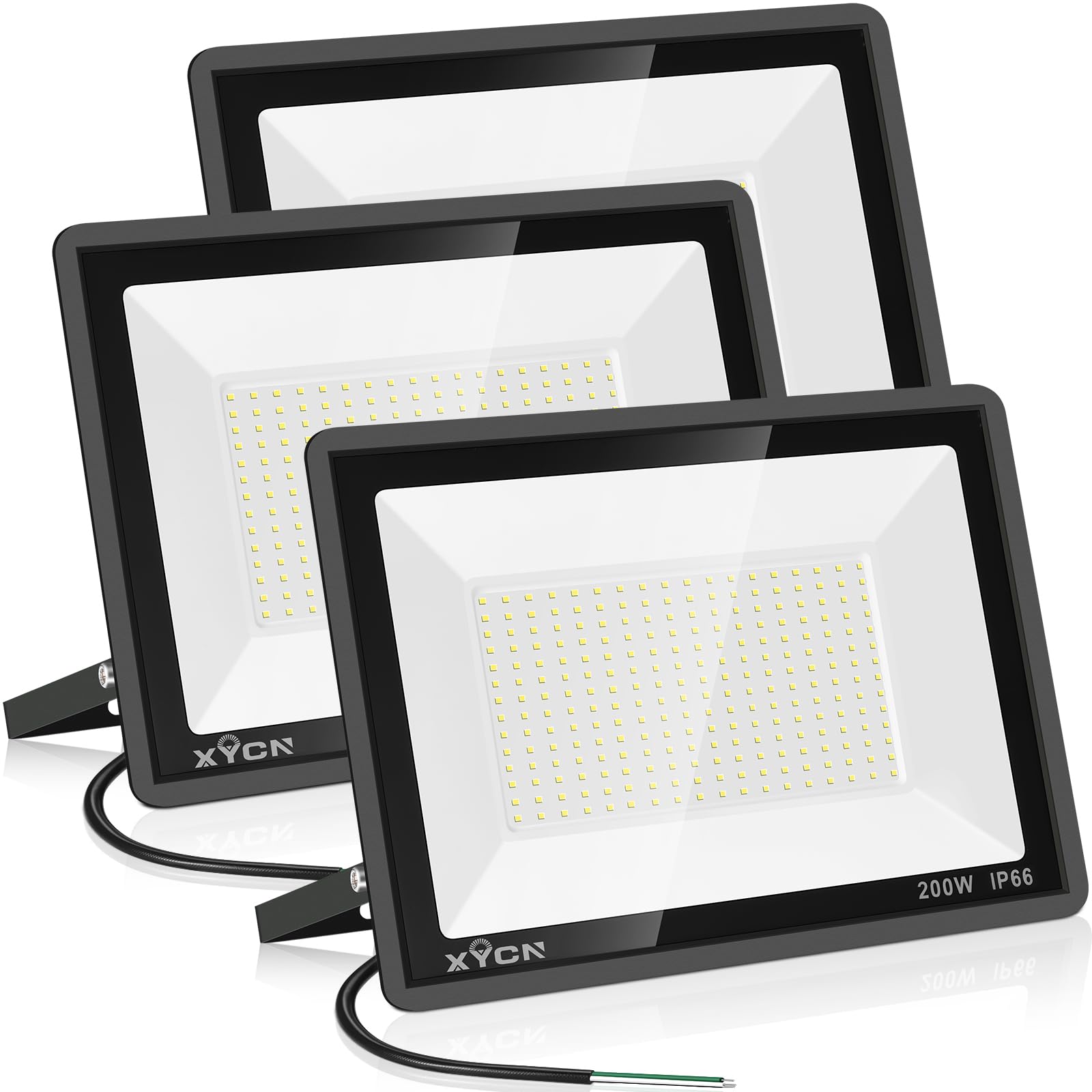 Photo 1 of XYCN 200W LED Flood Light(3 Pack), Super Bright 22500lm Security Lights, IP66 Waterproof Outdoor Flood Light, 5000K Daylight Floodlight for Yard, Garden,Basketball Court, Arena