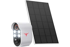 Guggre 1080P Security Camera Wireless with Solar Panel, AI Human Detection, PIR Motion Detection, 2-Way Talk, Outdoor Surveillance Bullet Cam, Color Night Vision, Real Time Alerts