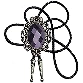 Moranse Bolo Tie Natural Colors Stone Western Celtic Style Genuine and Cowhide Rope