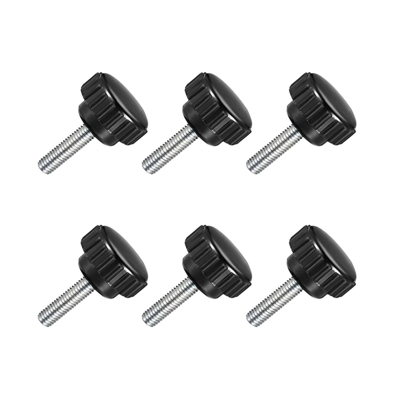 TA-VIGOR 6Pcs M5 x 16mm Male Thread Knurled Clamping Knobs Grip, 20mm Dia Carbon Steel Thumb Screw Clamping Handle Bolt with Thermoset Plastic Knobs