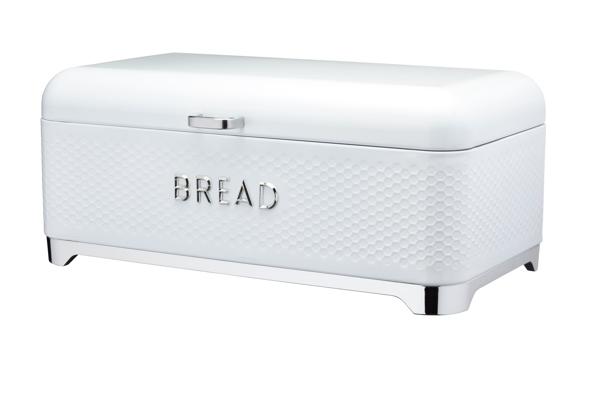 LOVELLO KitchenCraft LOVBBWHT Textured Bread Bin, 42 x 22 x 18 cm, White