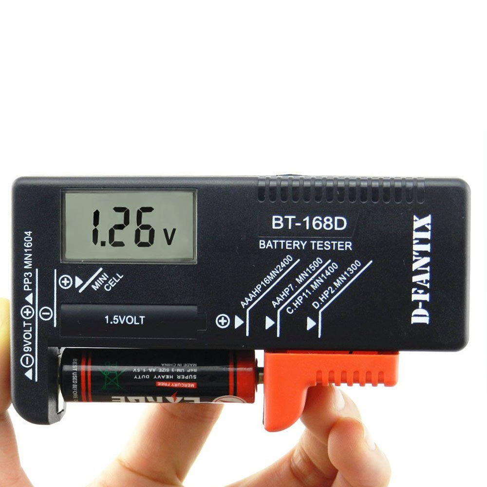 D-FantiX Digital Battery Tester Battery Checker for AA AAA C D 9V 1.5V Button Cell Batteries (Model: BT-168D)