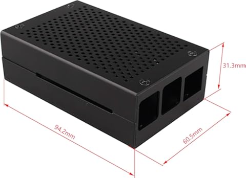 JYOPTO Carcasa de aleación de aluminio con ventilador compatible con Raspberry Pi 4B Raspberry Pi 4 modelo B (no incluye Raspberry Pi Board) (negro)