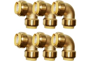 HQMPC Pex Fitting 1/2" Pex Elbow PushFit Elbow 90-Degree Fittings 1/2" 90 Degree Push-to-Connect Plumbing Fittings for Copper, PEX, CPVC (6pcs 1/2")