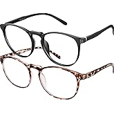 FEIYOLD Blue Light Blocking Glasses Women/Men,Retro Round Anti Eyestrain Computer Gaming Glasses(2Pack)