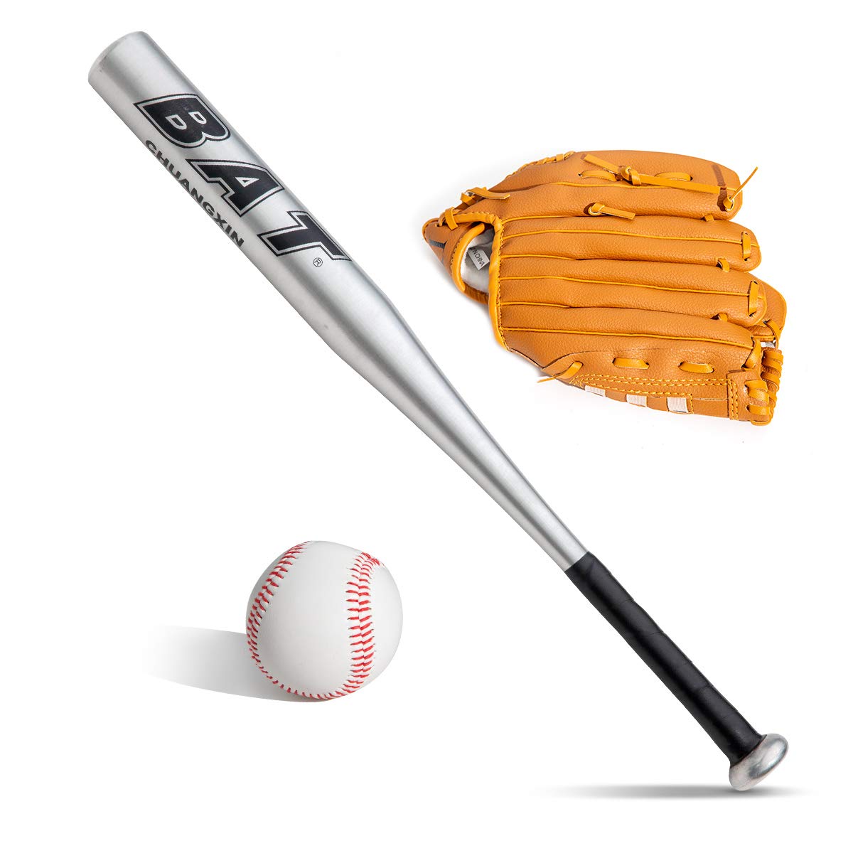 Silver+Baseball Bat and Ball Set - 25inch Aluminum Baseball Bat with Anti Slip Handle - Youth Adult Training Practice - Waterproof