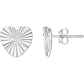 Sterling Silver Or Yellow-Tone Womens Cubic-Zirconia Heart Stud Earrings