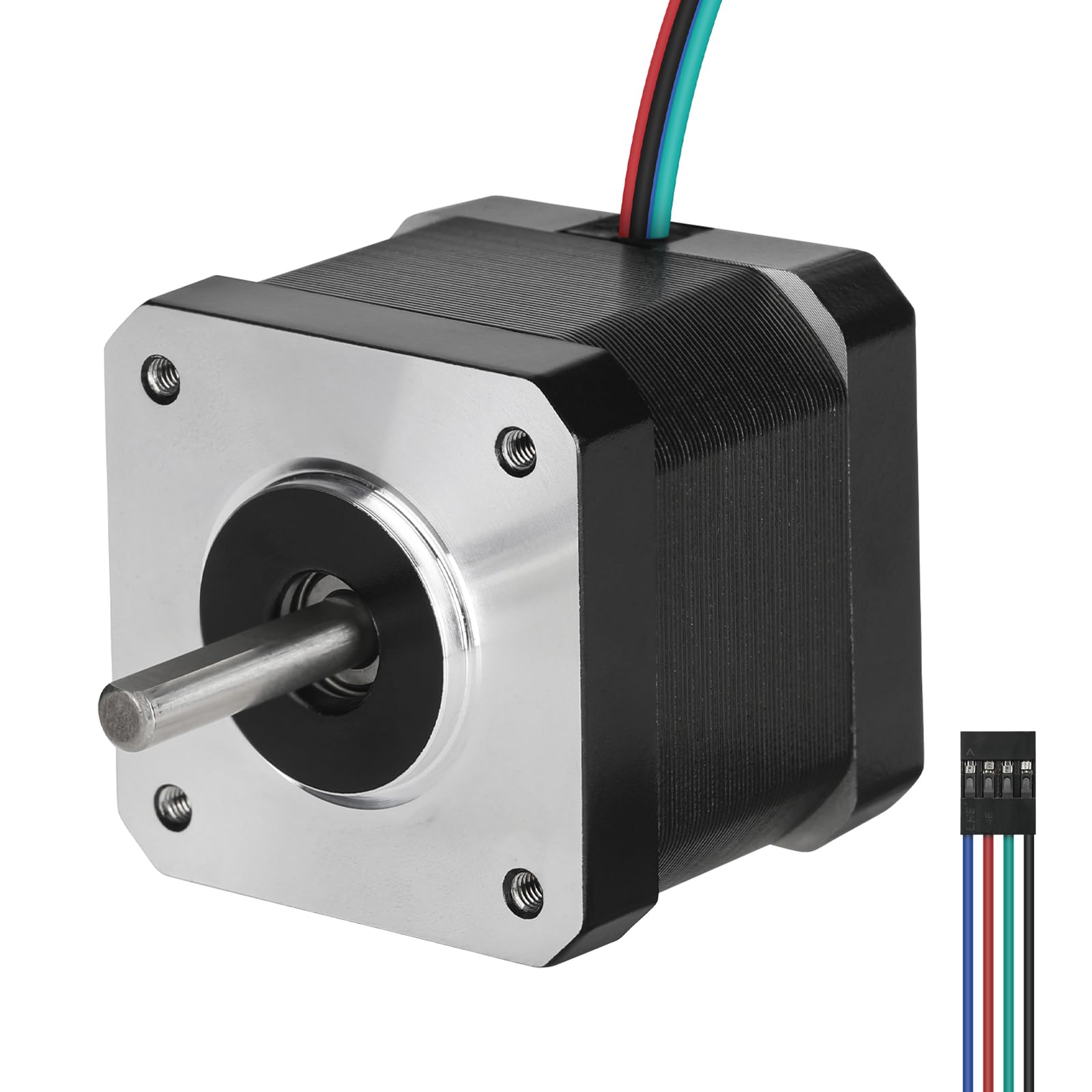 Photo 1 of BESJMYT Nema 17 Stepper Motor Standard 1.8 Deg 0.4Nm(56.64oz.in) High Torque 42 Motor 40mm(1.58inch) Bipolar 1.7 A/3.06V 2 Phase 4 Lead for 3D Printer CNC Milling Engraving Machine