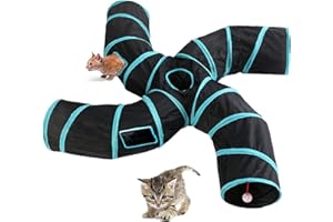FEESOK Cat Tunnel,4 Way Large Collapsible Tunnels Tube Upgrade with 5 Peek Hole,S-Shaped Maze House Play Toy Interactive Cat Toy for Cat Kitten Kitty Rabbit